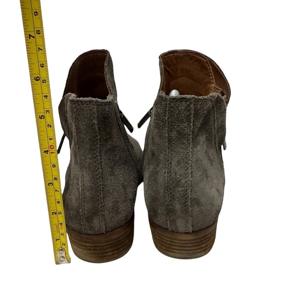 Lucky Brand Suede Winter‎ Casual Side Zip Low Heel Ankle Boots 7.5 Brown Gray - Picture 9 of 12